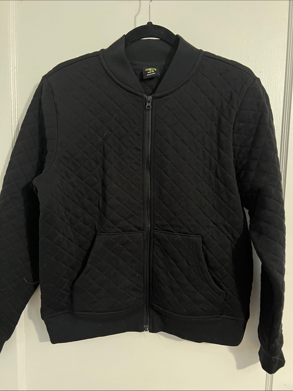 Athletic Works Black Quilted Zip-Up Bomber Jacket